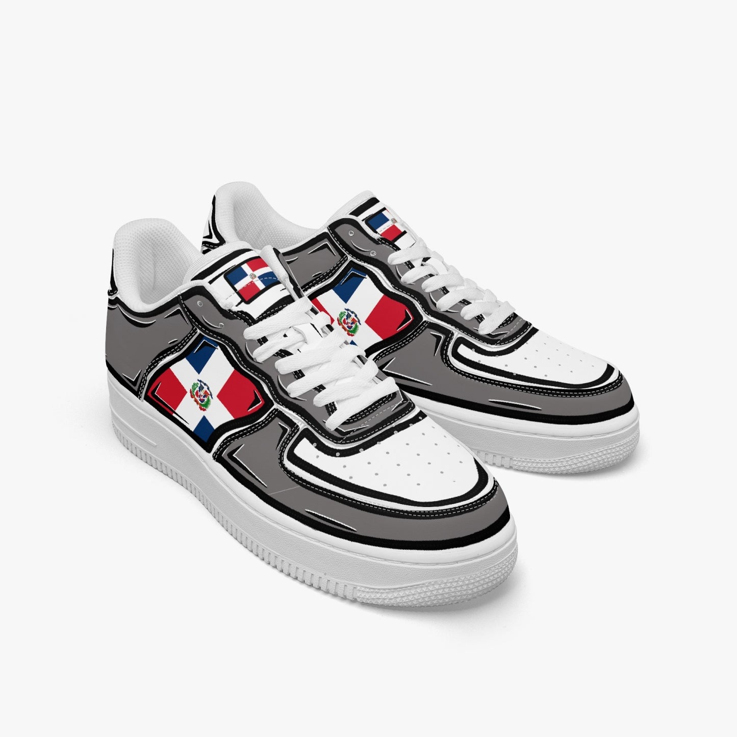 Dominican Cartoon Force 1 Low Tops (Gray) - Men's & Women's