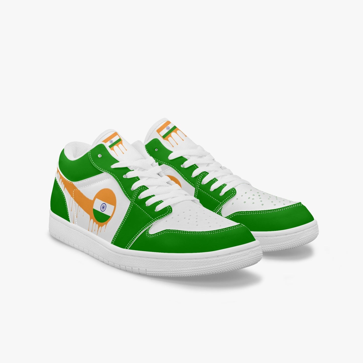 Air India Orange Drip / Green & White Low Tops (White Sole) - Men's & Women's