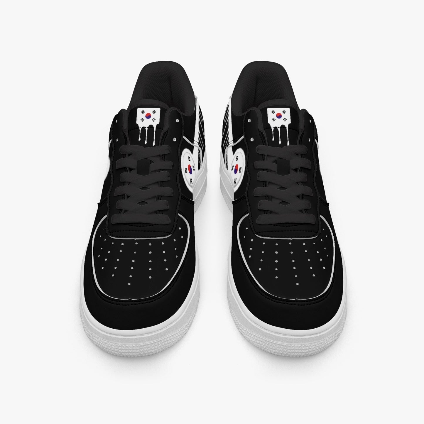 South Korea Blurred White Drip R-Force 1 Low Tops (Black) - Men's & Women's