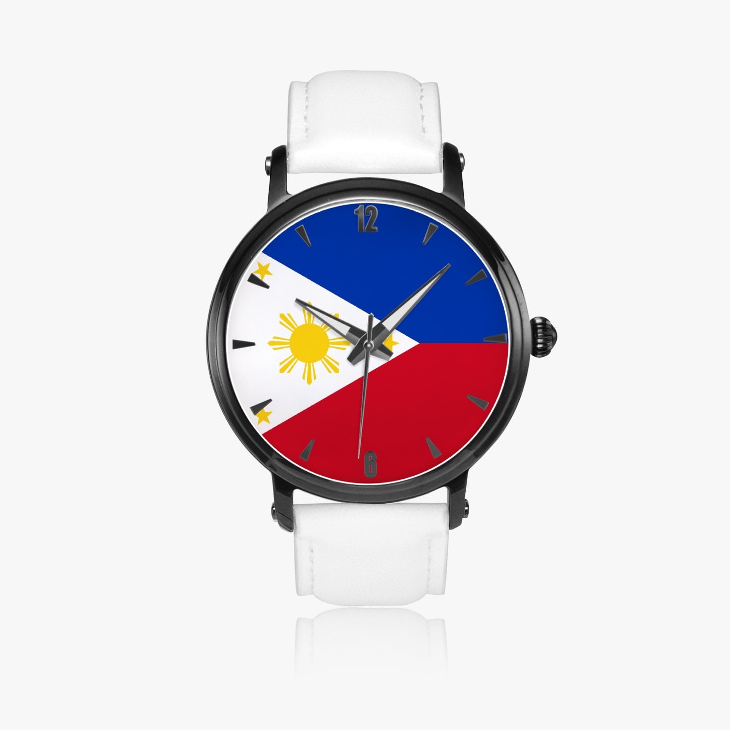 Philippines Pride Premium Leather Men's Watch - Silver / Rose Gold / Black