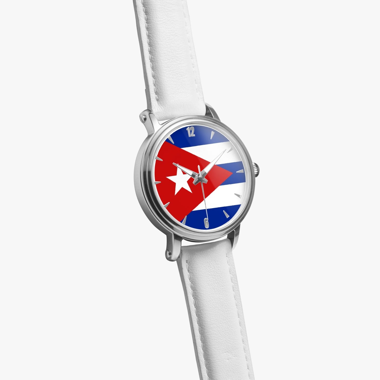 Cuba Pride Premium Leather Men's Watch - Silver / Rose Gold / Black