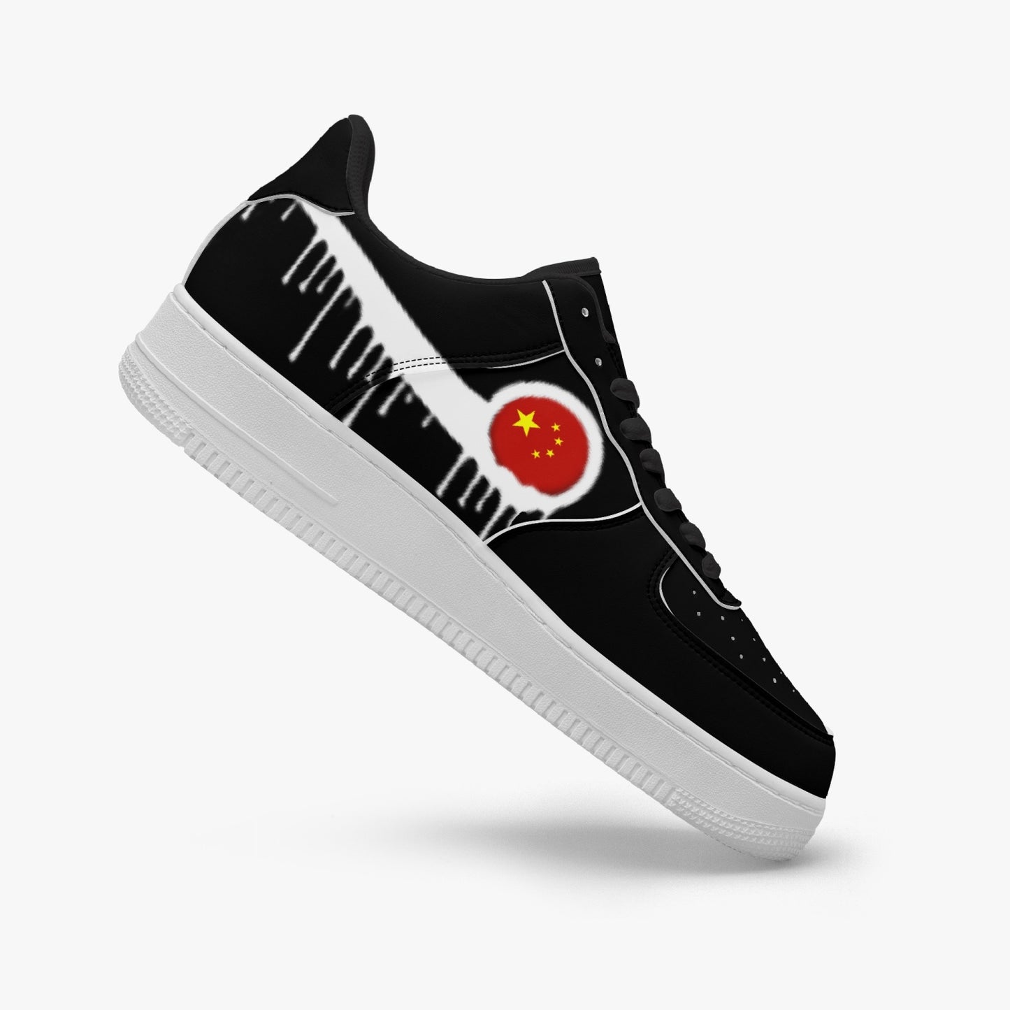 China Blurred White Drip R-Force 1 Low Tops (Black) - Men's & Women's