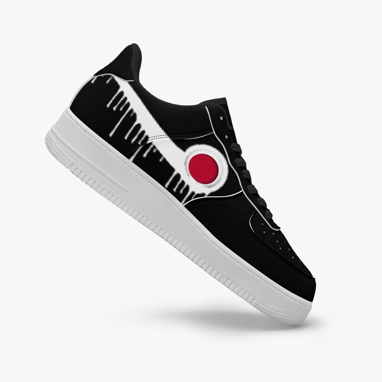 Japan Blurred White Drip R-Force 1 Low Tops (Black) - Men's & Women's