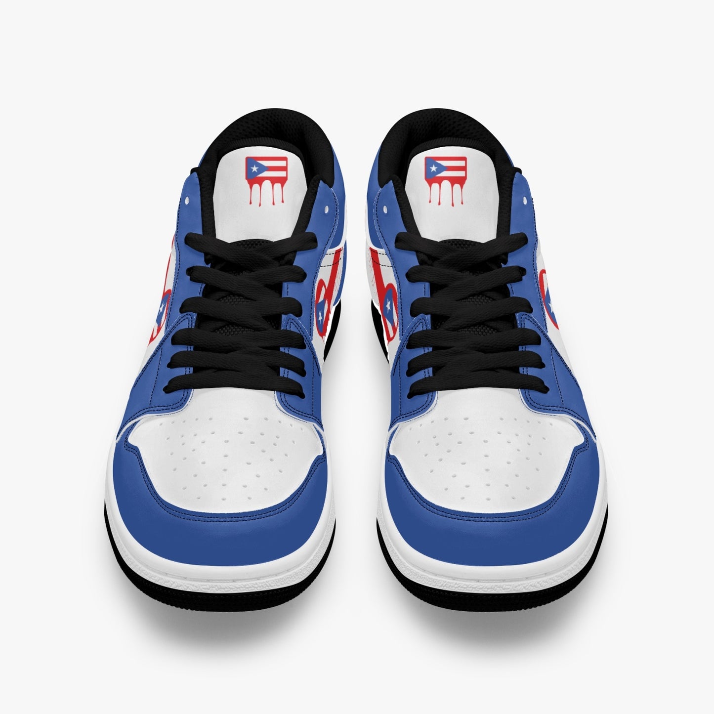 Air Puerto Rico Red Drip / Blue & White Low Tops (Black Sole) - Men's & Women's