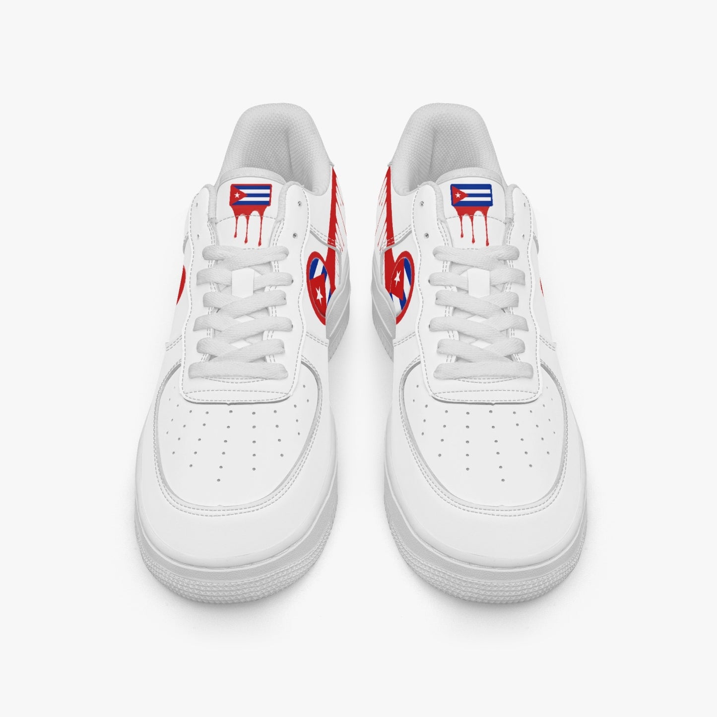 Cuba Red Drip R-Force 1 Low Tops (White) - Men's & Women's