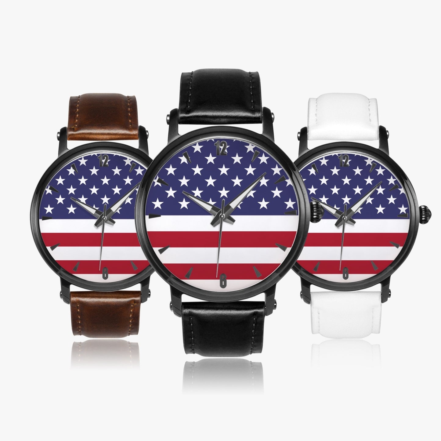 American Pride Premium Leather Men's Watch - Silver / Rose Gold / Black