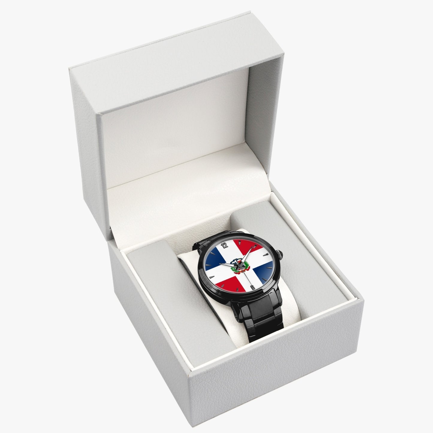 Dominican Pride Stainless Steel Luxury Men's Watch - Silver / Rose Gold / Black
