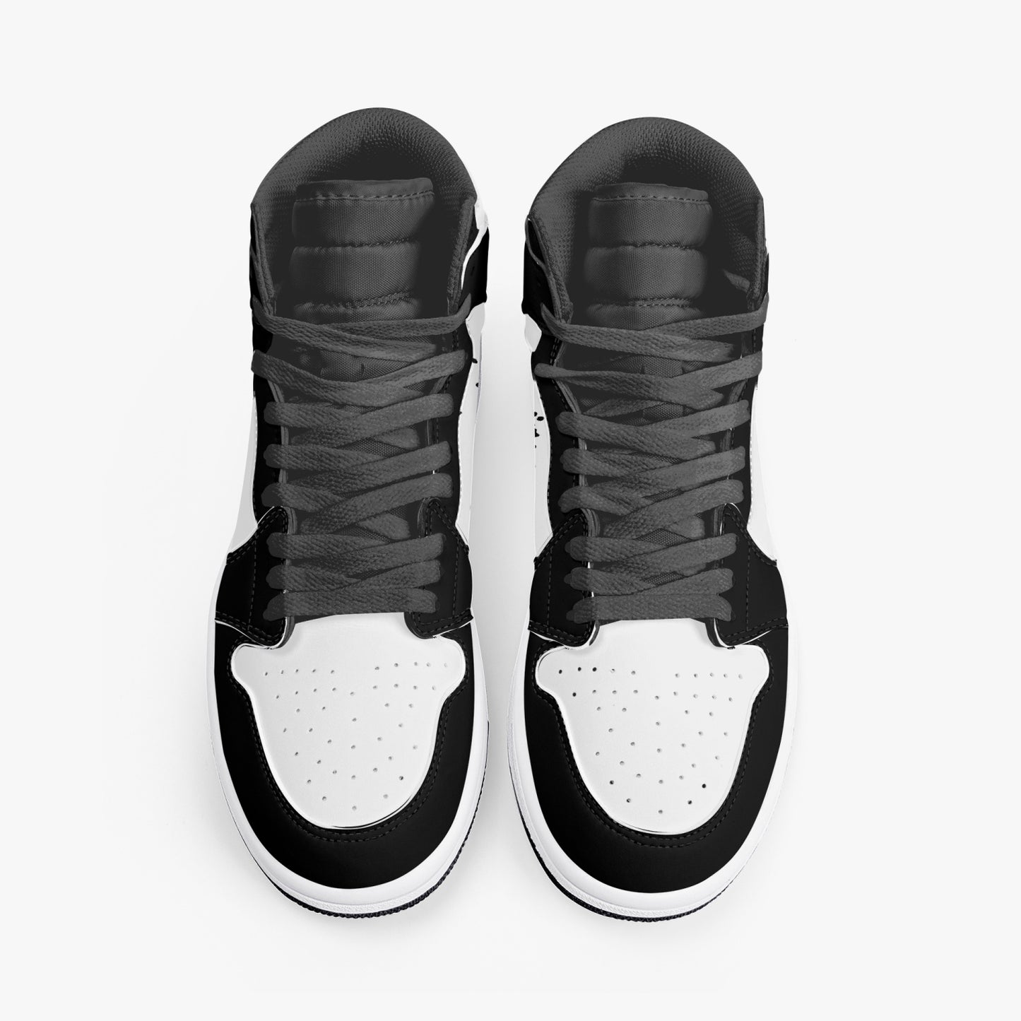 Air Dominican Splattered Icon Black/White High Tops (Black Sole) - Men's & Women's