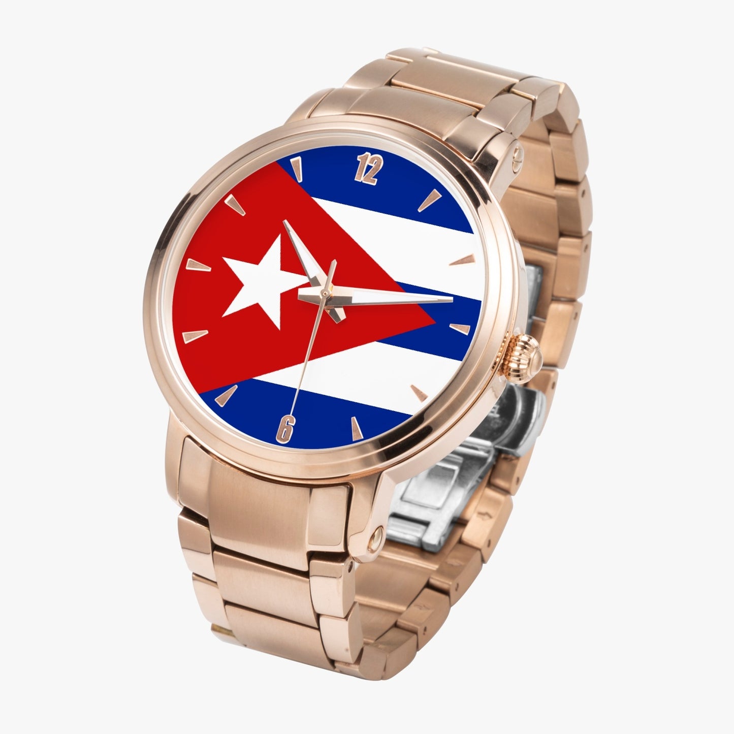 Cuba Pride Stainless Steel Luxury Men's Watch - Silver / Rose Gold / Black