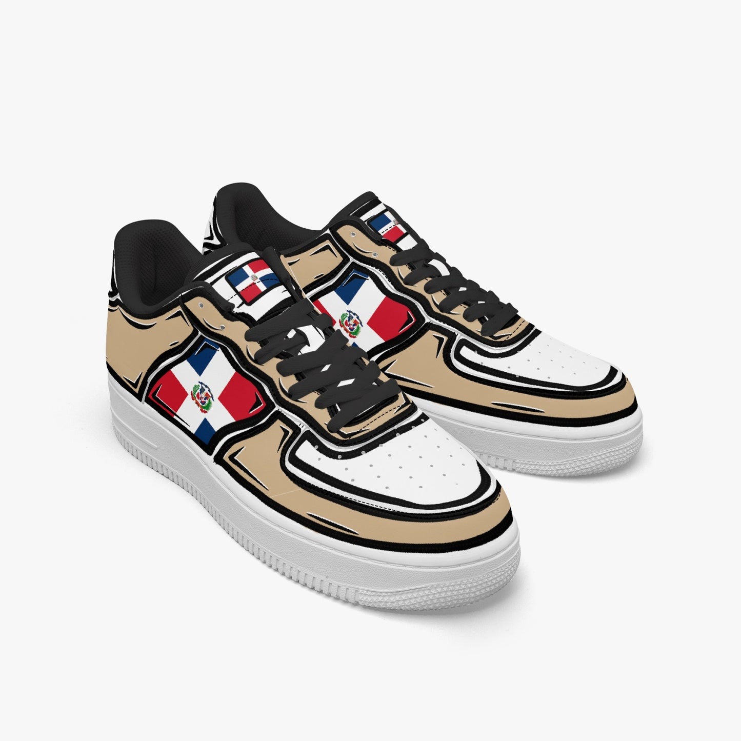 Dominican Cartoon Force 1 Low Tops (Tan) - Men's & Women's