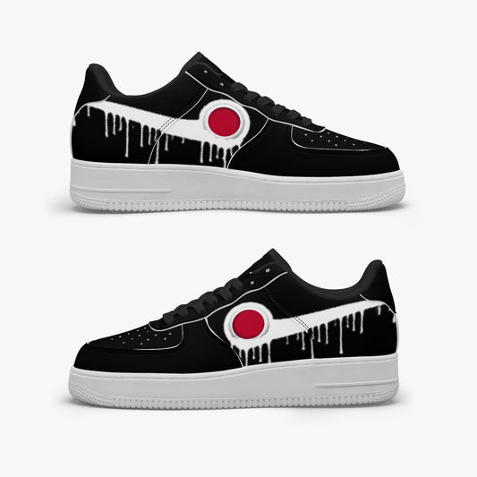 Japan Blurred White Drip R-Force 1 Low Tops (Black) - Men's & Women's