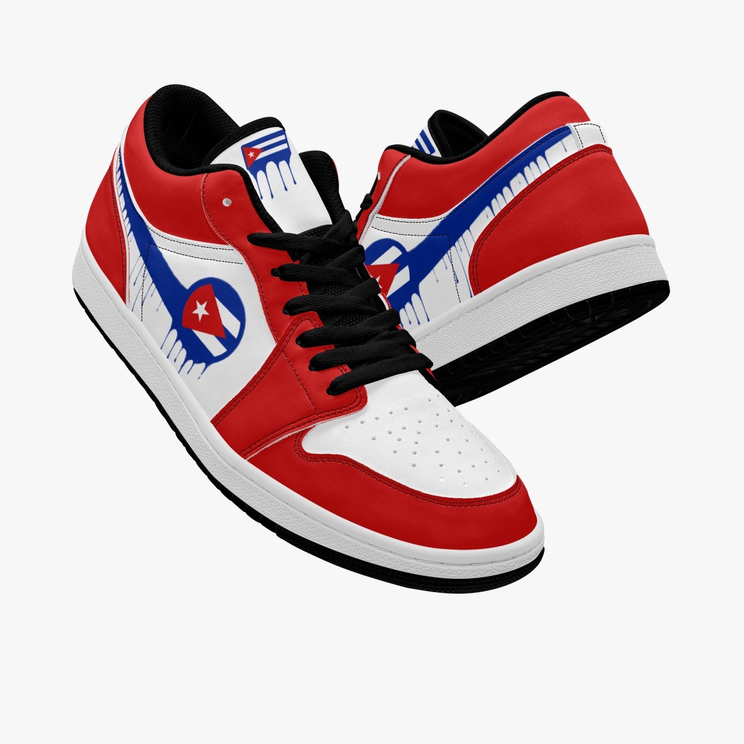Air Cuba Blue Drip / Red & White Low Tops (Black Sole) - Men's & Women's