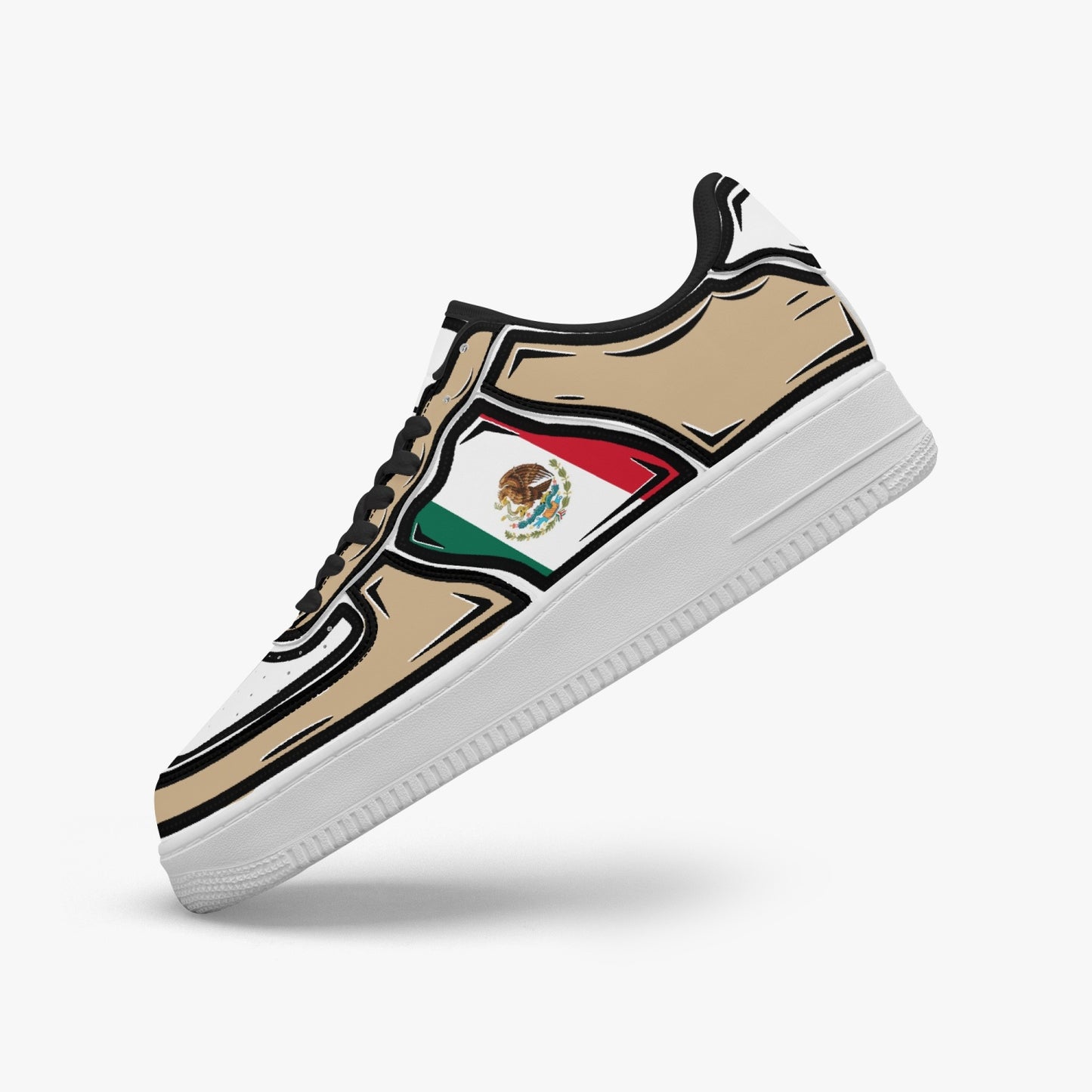 Mexico Cartoon Force 1 Low Tops (Tan) - Men's & Women's