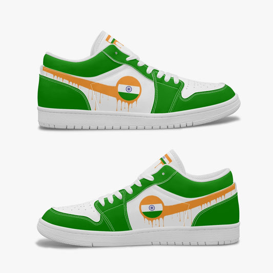 Air India Orange Drip / Green & White Low Tops (White Sole) - Men's & Women's