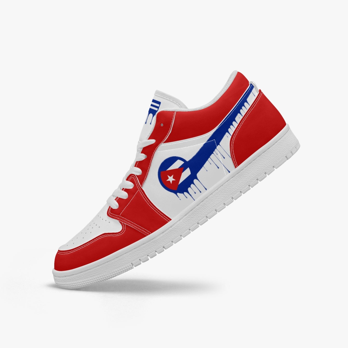 Air Cuba Blue Drip / Red & White Low Tops (White Sole) - Men's & Women's