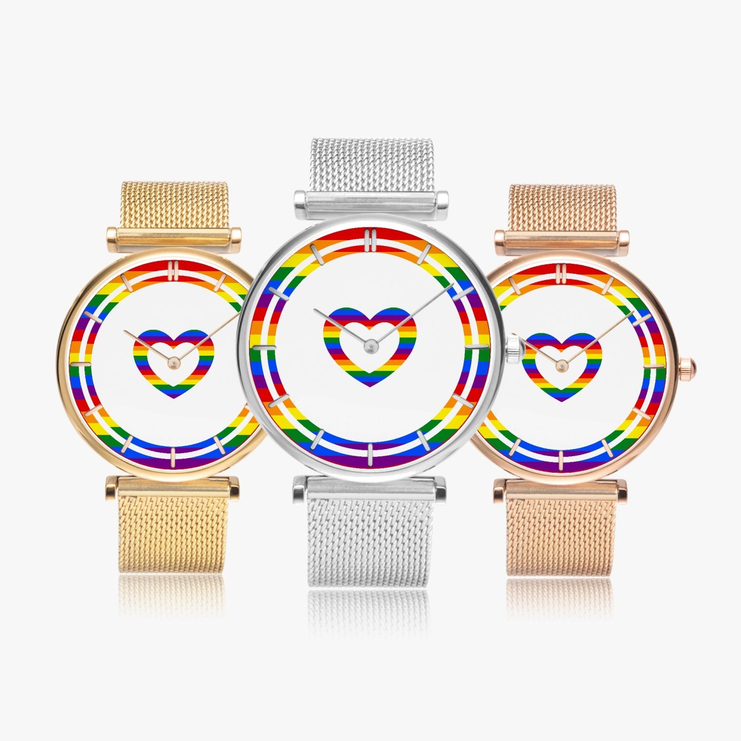 Rainbow Love Ultra Thin Women's Quartz Watch - Gold / Rose Gold / Silver
