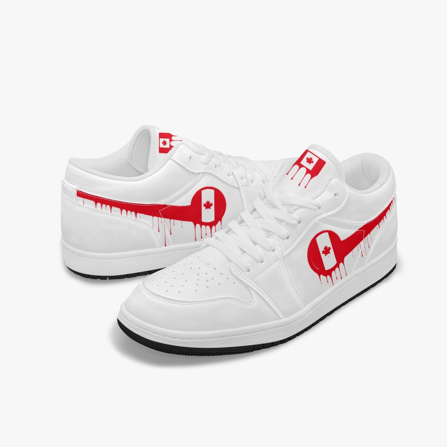 Air Canada Red Drip / White Low Tops (Black Sole) - Men's & Women's