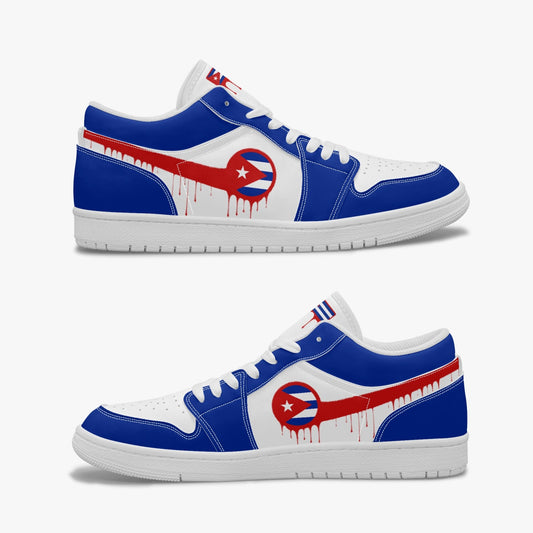 Air Cuba Red Drip / Blue & White Low Tops (White Sole) - Men's & Women's