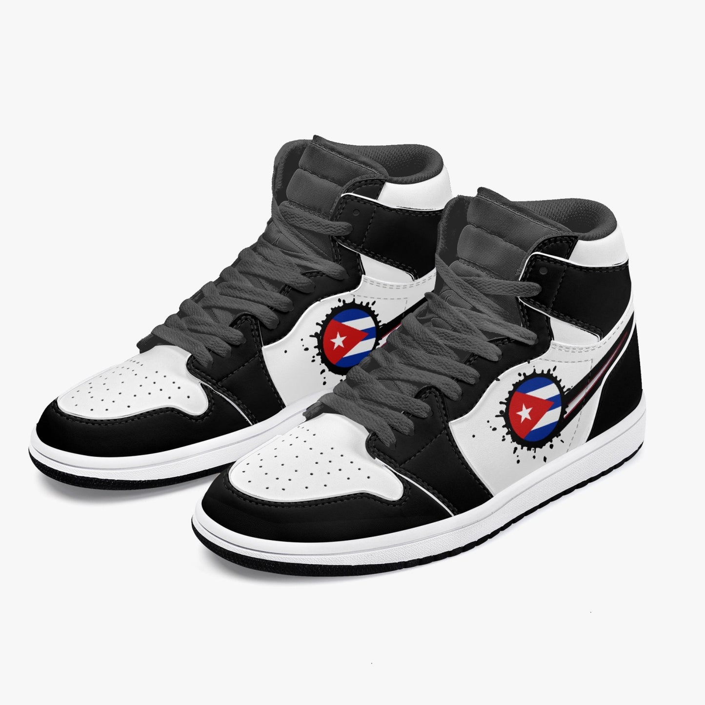 Air Cuba Splattered Icon Black/White High Tops (Black Sole) - Men's & Women's