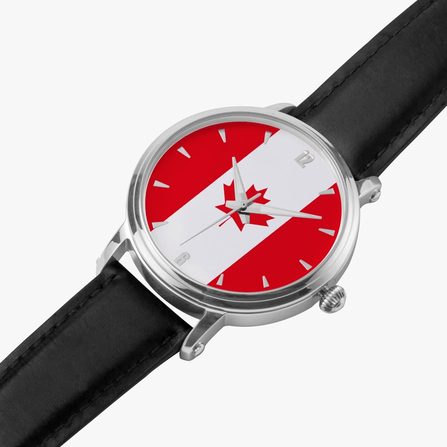 Canada Pride Premium Leather Men's Watch - Silver / Rose Gold / Black