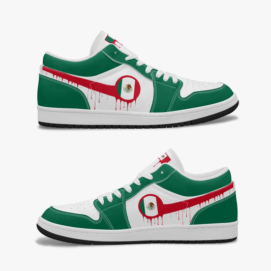 Air Mexico Red Drip / Green & White Low Tops (Black Sole) - Men's & Women's