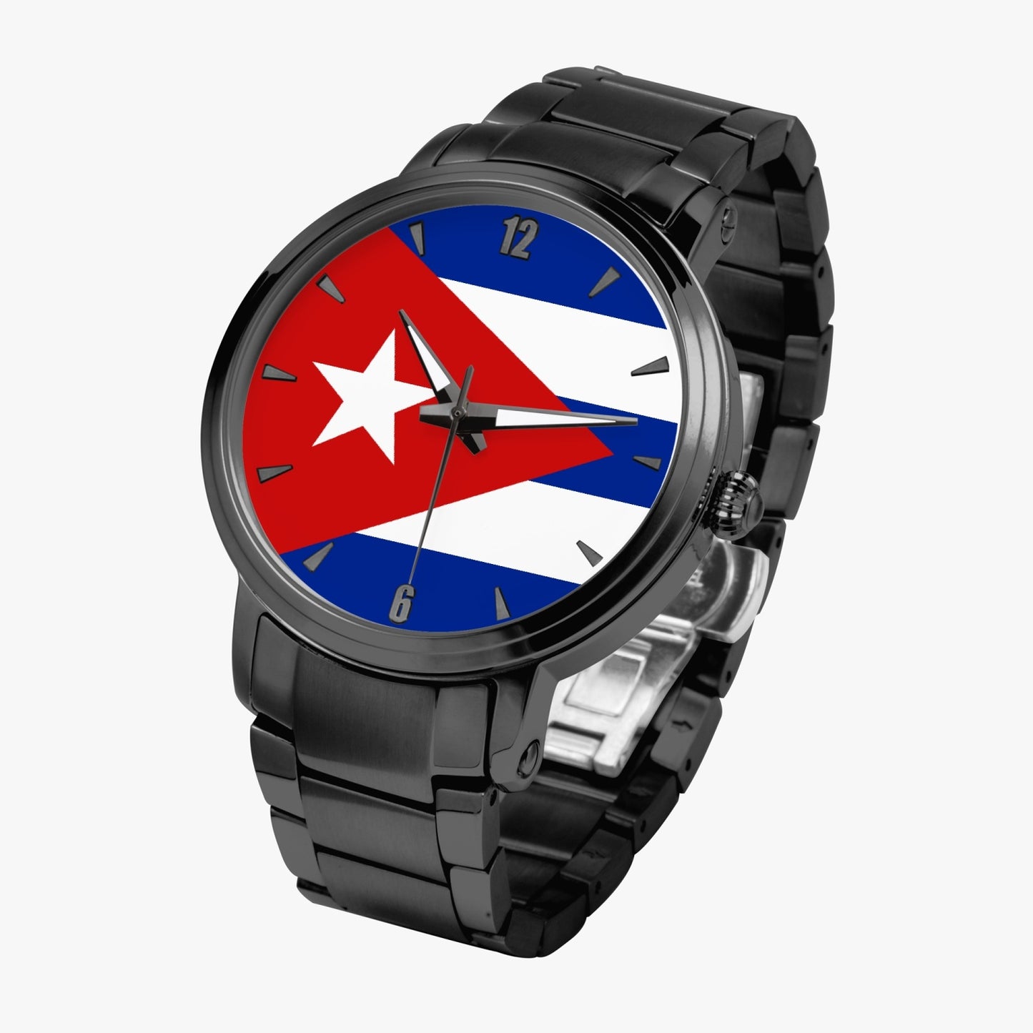 Cuba Pride Stainless Steel Luxury Men's Watch - Silver / Rose Gold / Black