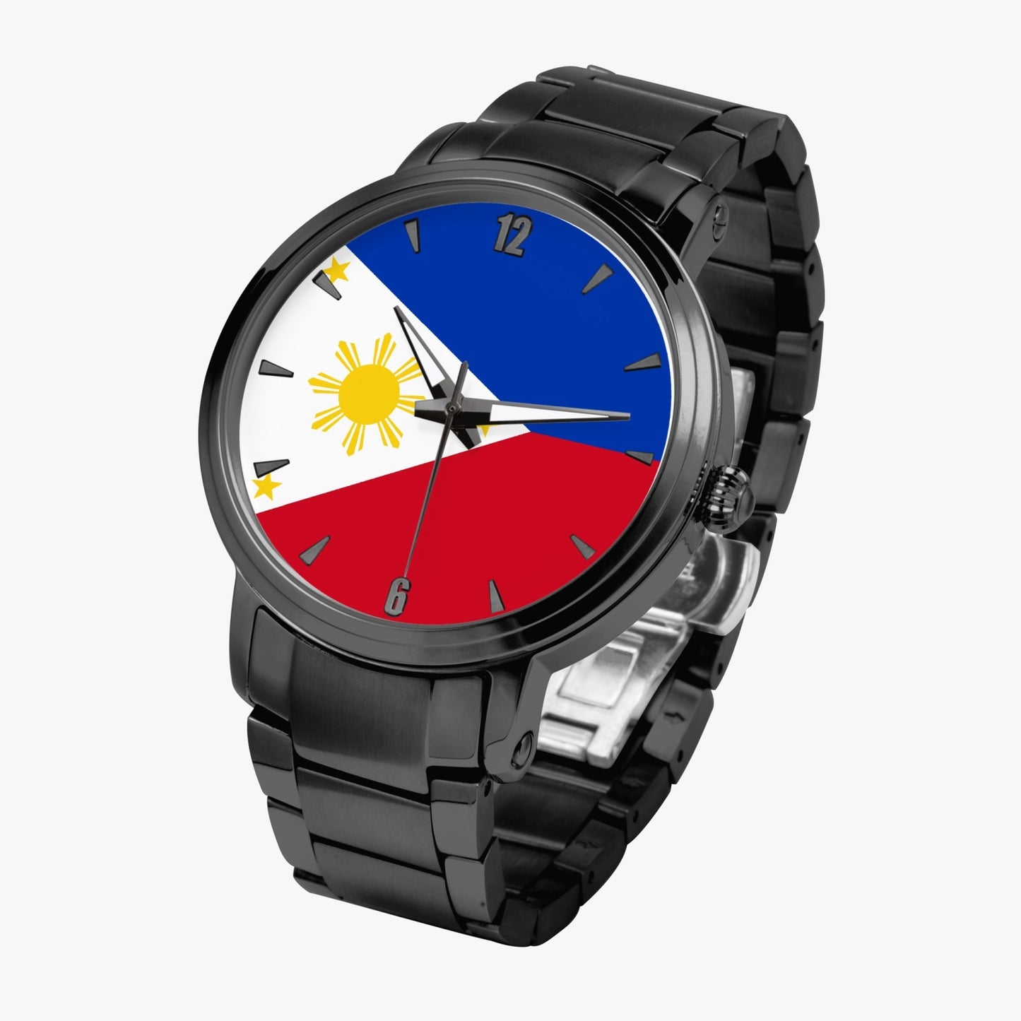 Philippines Pride Stainless Steel Luxury Men's Watch - Silver / Rose Gold / Black