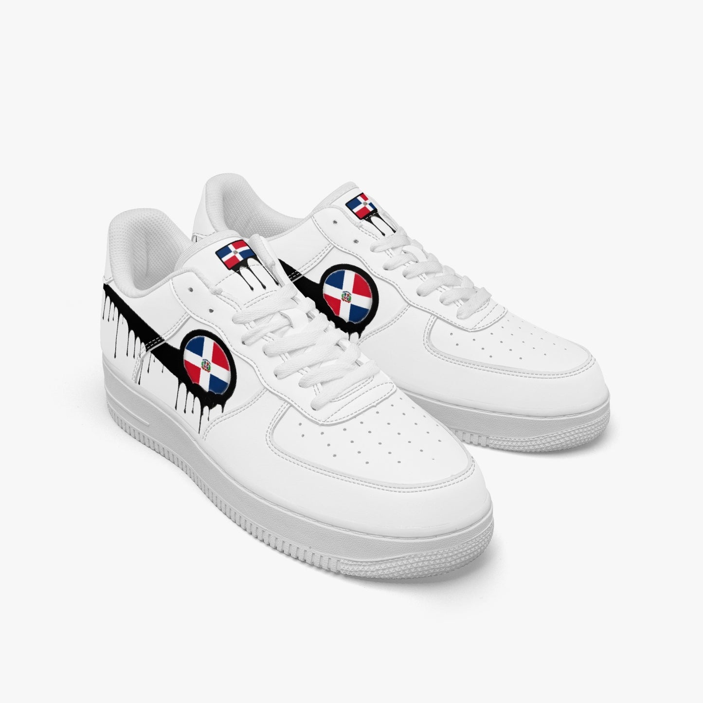 Dominican Black Drip R-Force 1 Low Tops (White) - Men's & Women's