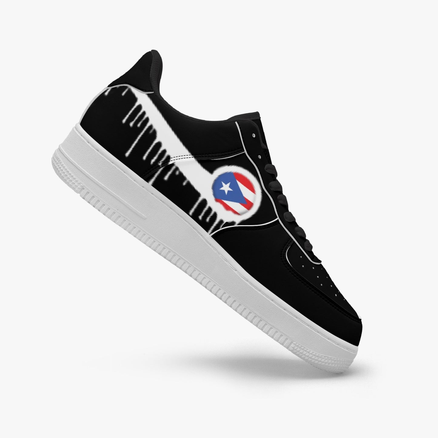 Puerto Rico Blurred White Drip R-Force 1 Low Tops (Black) - Men's & Women's