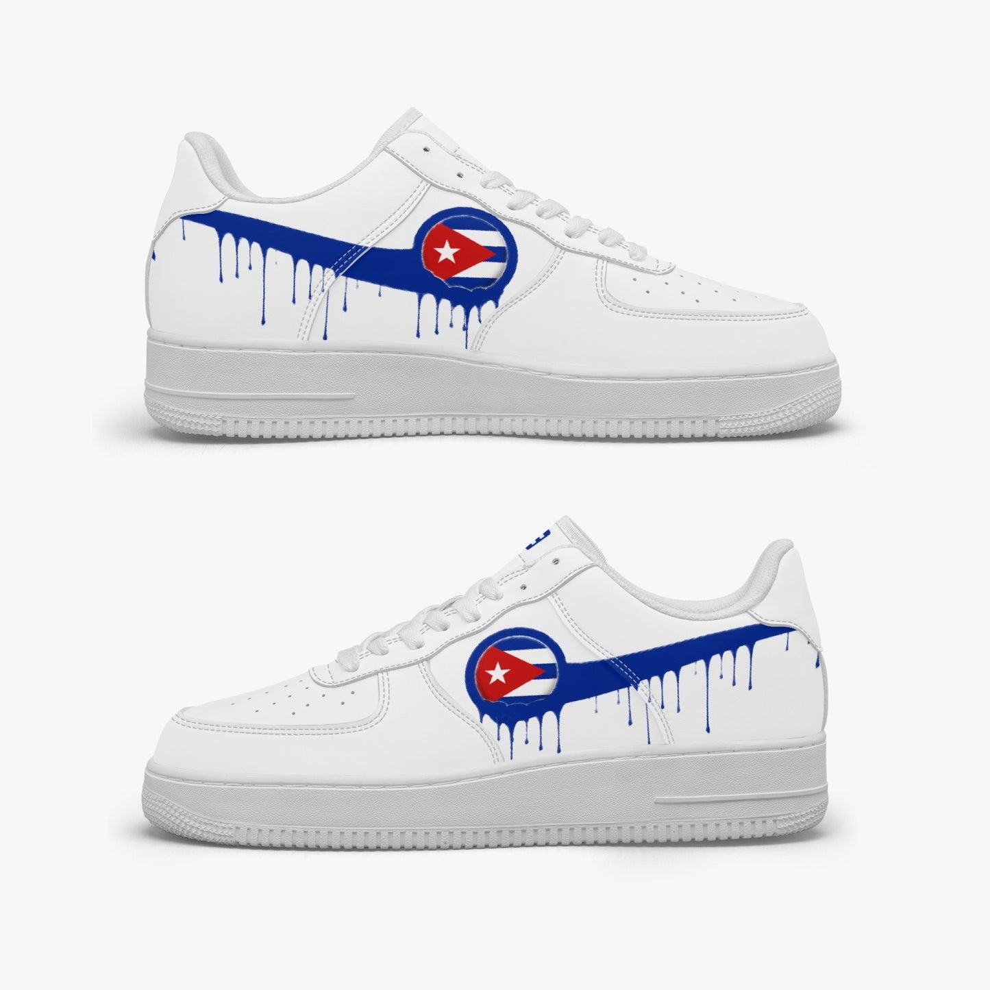 Cuba Blue Drip R-Force 1 Low Tops (White) - Men's & Women's