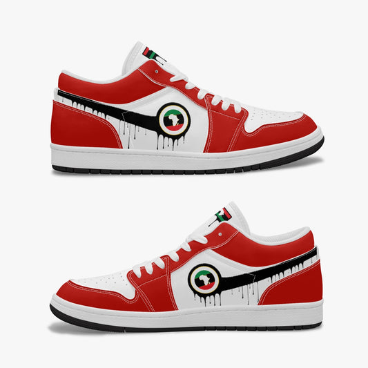 Air Africa Black Drip / Red & White Low Tops (Black Sole) - Men's & Women's