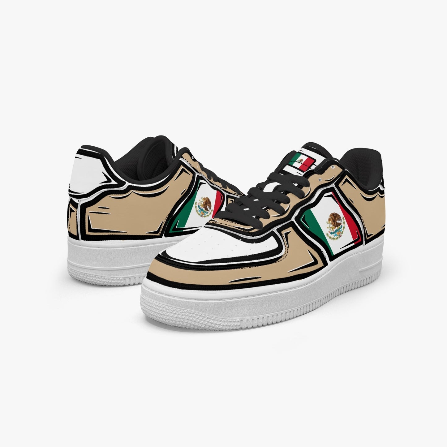 Mexico Cartoon Force 1 Low Tops (Tan) - Men's & Women's