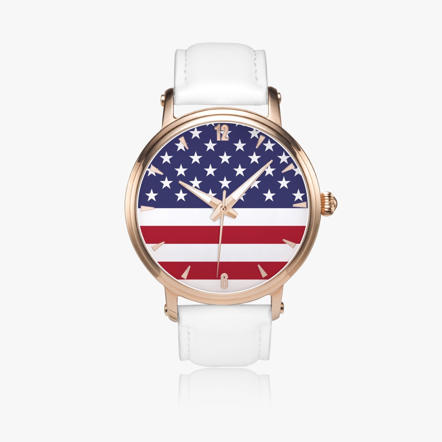 American Pride Premium Leather Men's Watch - Silver / Rose Gold / Black