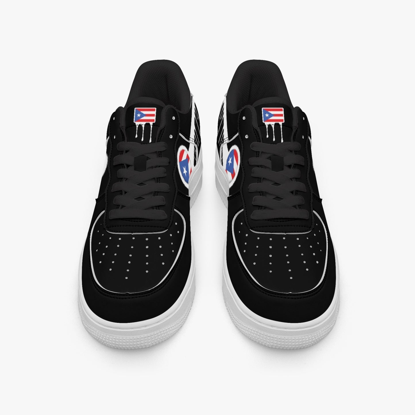 Puerto Rico Blurred White Drip R-Force 1 Low Tops (Black) - Men's & Women's