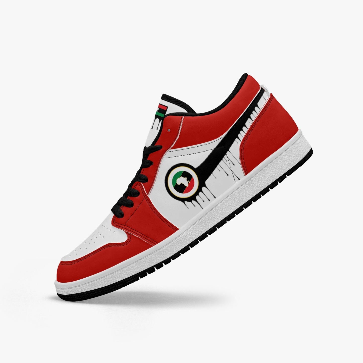 Air Africa Black Drip / Red & White Low Tops (Black Sole) - Men's & Women's