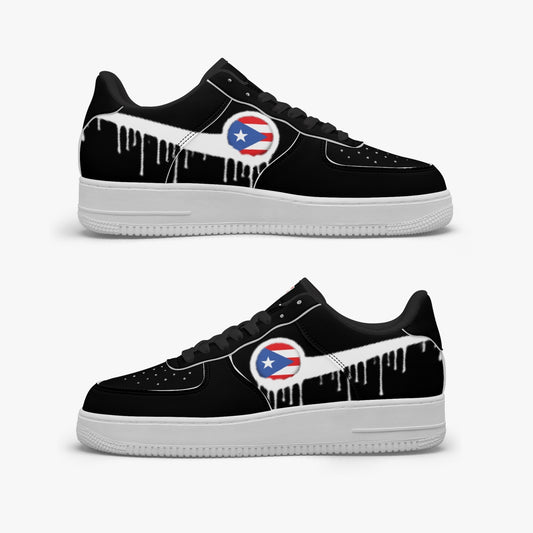 Puerto Rico Blurred White Drip R-Force 1 Low Tops (Black) - Men's & Women's