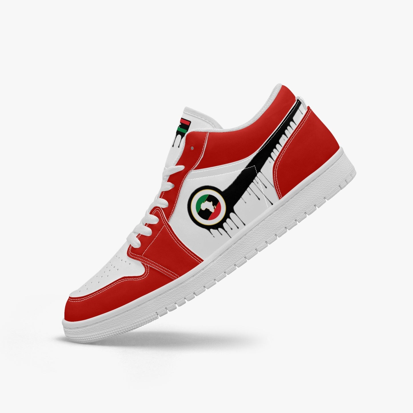 Air Africa Black Drip / Red & White Low Tops (White Sole) - Men's & Women's