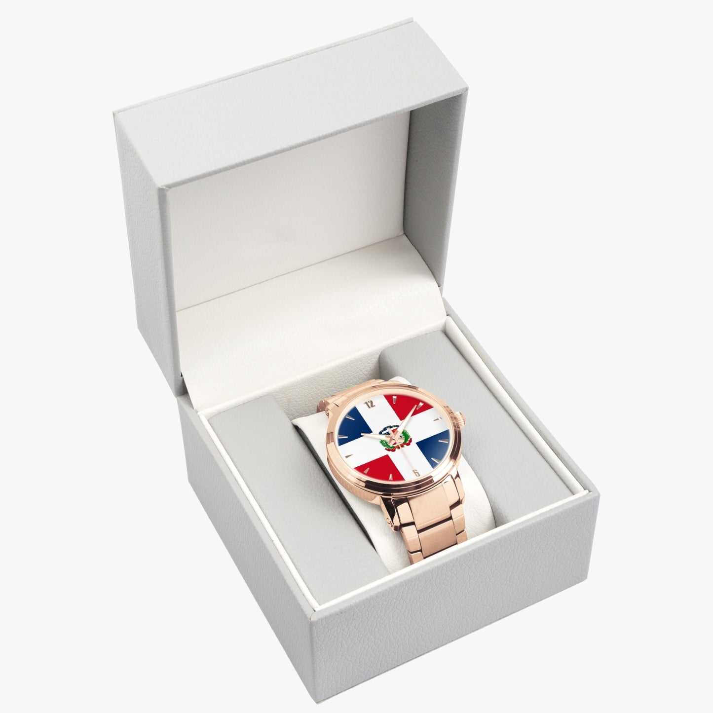 Dominican Pride Stainless Steel Luxury Men's Watch - Silver / Rose Gold / Black