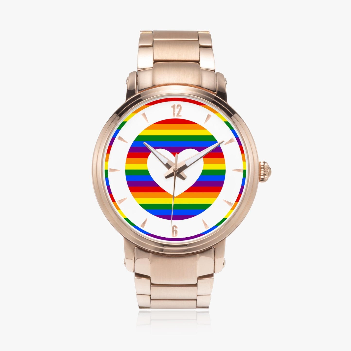Rainbow Pride Stainless Steel Luxury Men's Watch - Silver / Rose Gold / Black