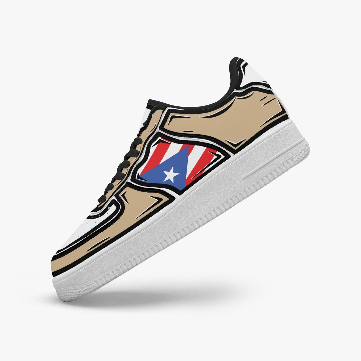 Puerto Rico Cartoon Force 1 Low Tops (Tan) - Men's & Women's