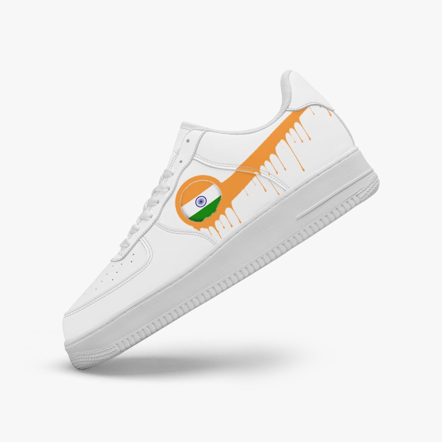 India Orange Drip R-Force 1 Low Tops (White) - Men's & Women's