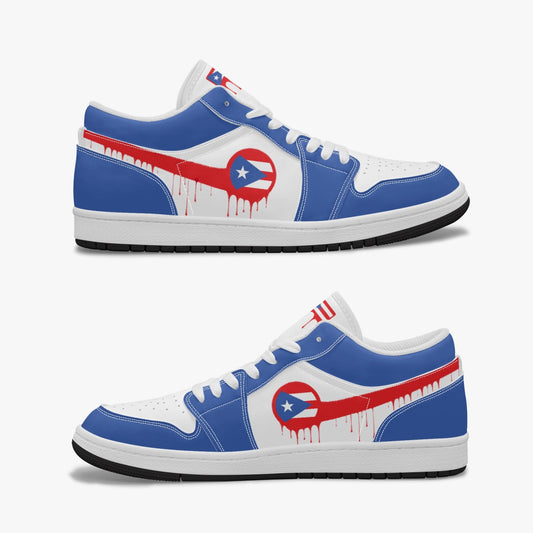 Air Puerto Rico Red Drip / Blue & White Low Tops (Black Sole) - Men's & Women's