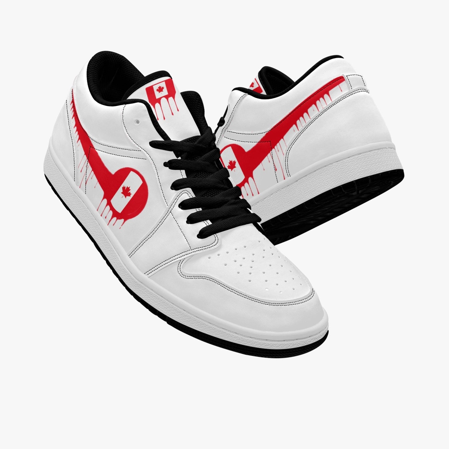 Air Canada Red Drip / White Low Tops (Black Sole) - Men's & Women's