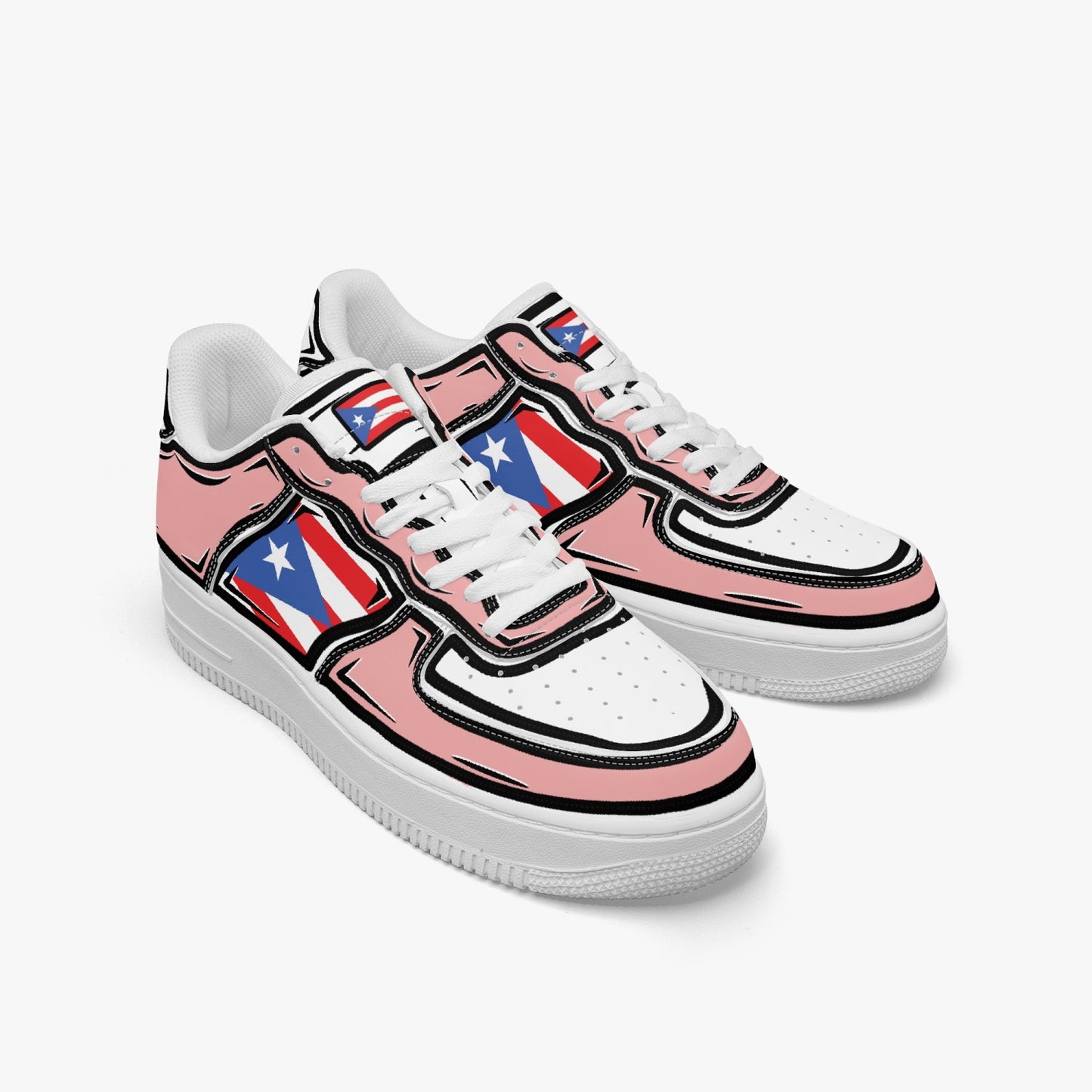 Puerto Rico Cartoon Force 1 Low Tops (Pink) - Men's & Women's