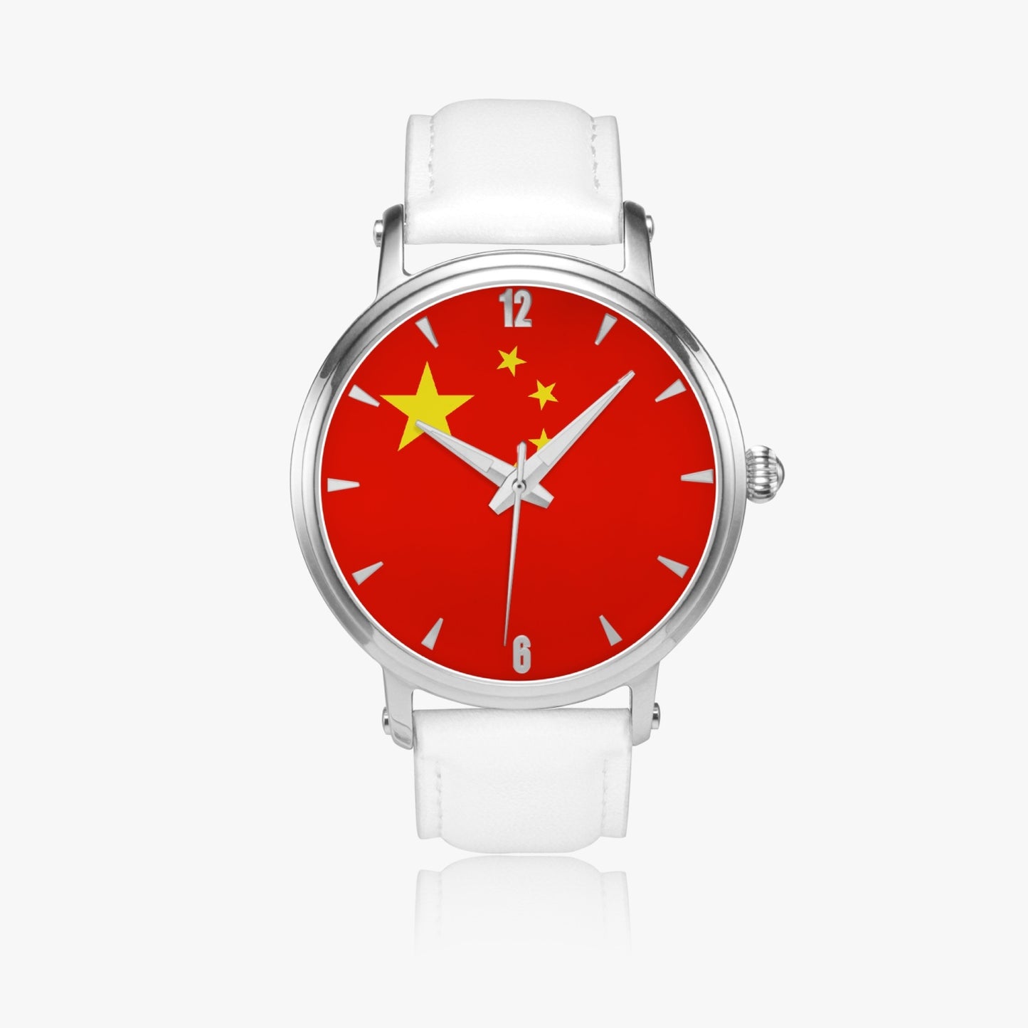 China Pride Premium Leather Men's Watch - Silver / Rose Gold / Black