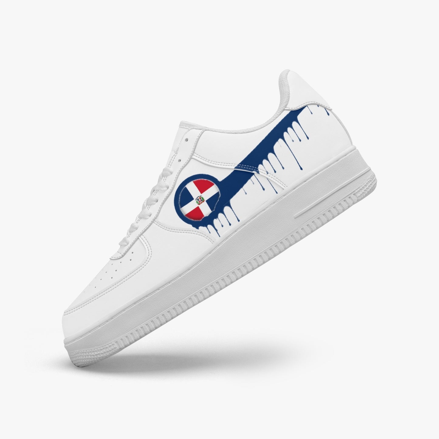 Dominican Blue Drip R-Force 1 Low Tops (White) - Men's & Women's