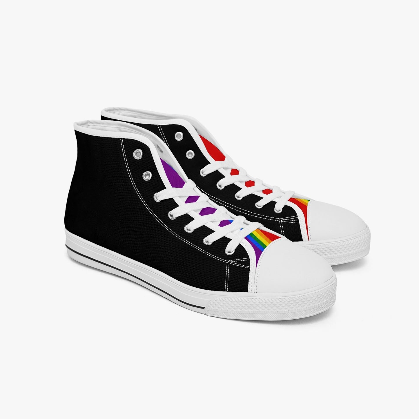 Rainbow Pride Classic Canvas High Tops (Black) - Men's & Women's