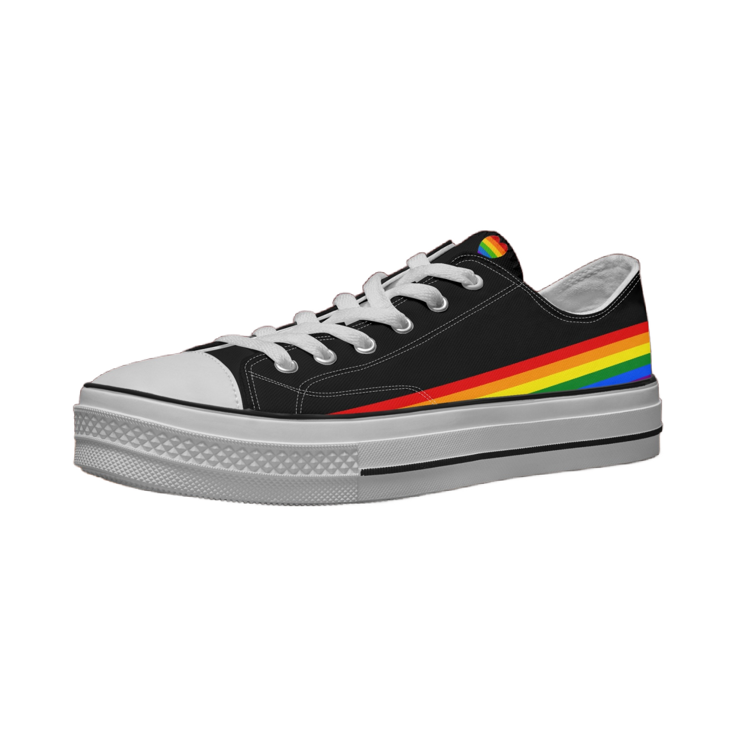 Rainbow Pride Canvas Low Tops (Black) - Men's & Women's