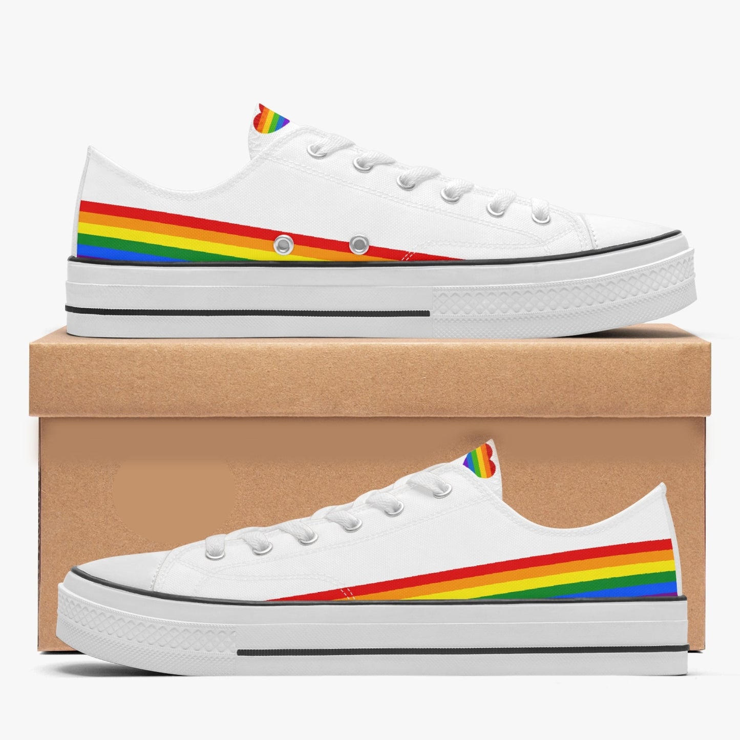 Rainbow Pride Canvas Low Tops (White) - Men's & Women's