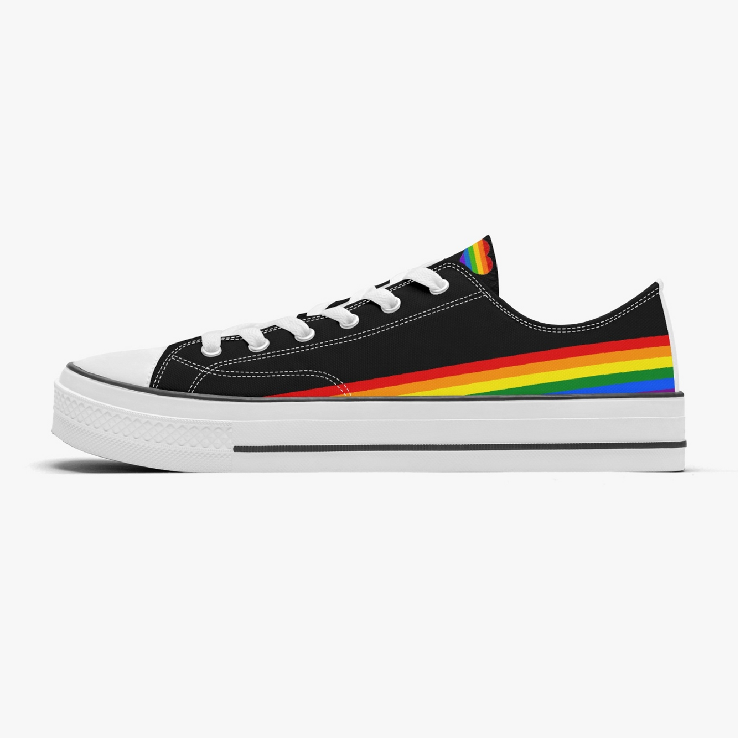 Rainbow Pride Canvas Low Tops (Black) - Men's & Women's